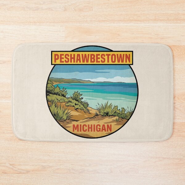 Item preview, Peshawbestown Michigan - Vintage Traverse Bay Design designed and sold by TheOldMittenIllustrated.