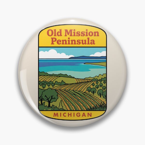 Item preview, Old Mission Peninsula Michigan - Vintage Traverse Bay Design designed and sold by TheOldMittenIllustrated.