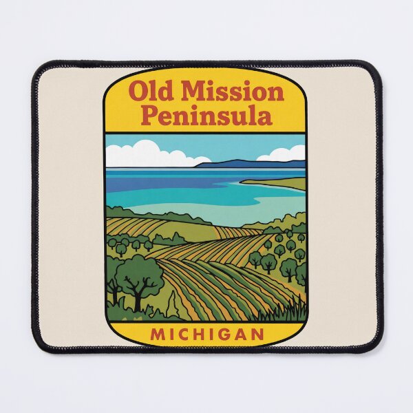 Item preview, Old Mission Peninsula Michigan - Vintage Traverse Bay Design designed and sold by TheOldMittenIllustrated.
