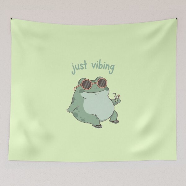Item preview, Just Vibing Frog Cute Pastel Chill Aesthetic Meme Art designed and sold by Moon's Arts.