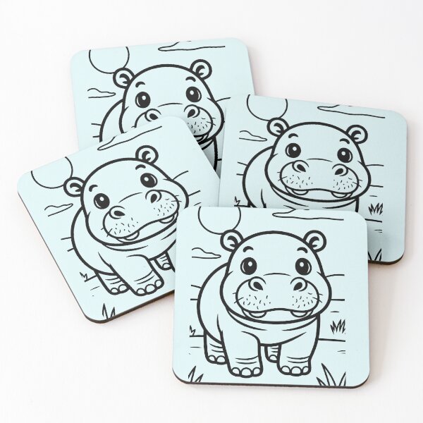 Item preview, Cute Cartoon Baby Hippo Safari Coloring Fun designed and sold by Rostislav Bouda.