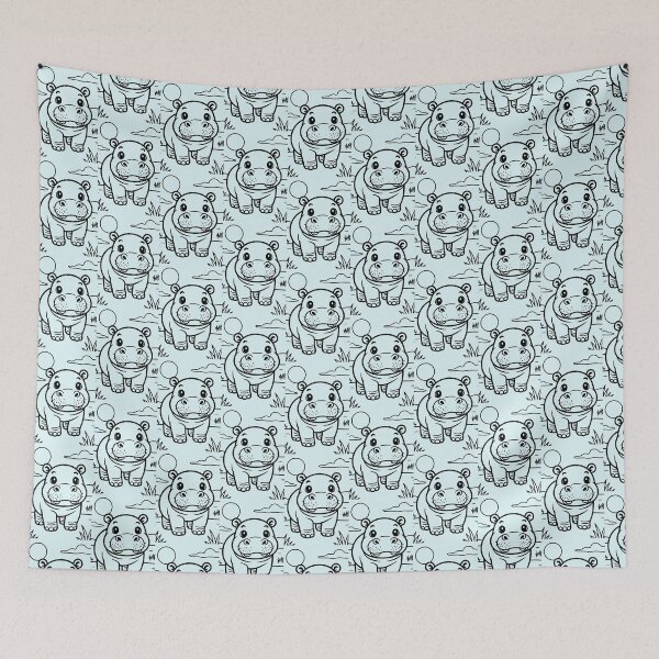 Item preview, Cute Cartoon Baby Hippo Safari Coloring Fun designed and sold by Rostislav Bouda.