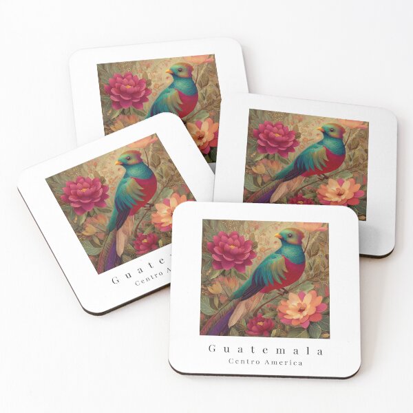 Item preview, Guatemalan Quetzal with Vibrant Floral Illustration designed and sold by Cafecito & Cultura.