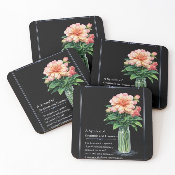 Item preview, Blush Begonia Botanical Print, Vintage Floral Illustration, Gratitude and Harmony on Black designed and sold by Prayful.
