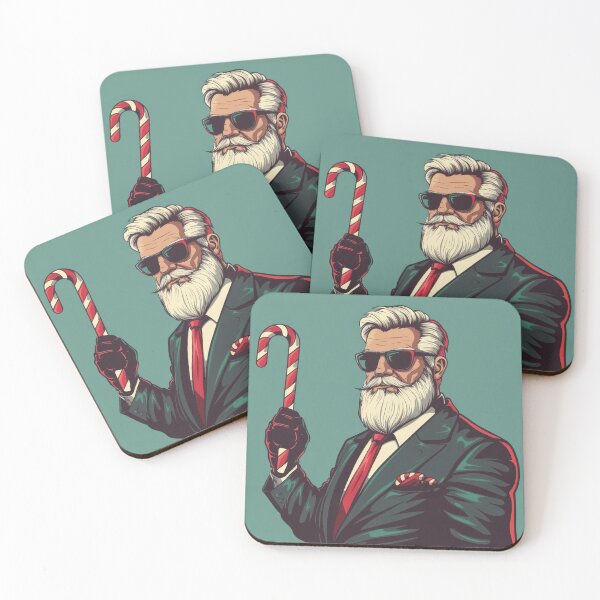 Item preview, Cool Santa Claus in Suit with Candy Cane – Christmas Hipster Art designed and sold by CreativeLarysa.