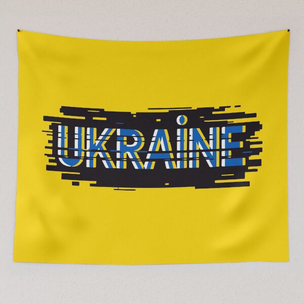 Item preview, Ukraine Digital Glitch Modern Blue Yellow Ukrainian Flag Typography designed and sold by cabana.space.