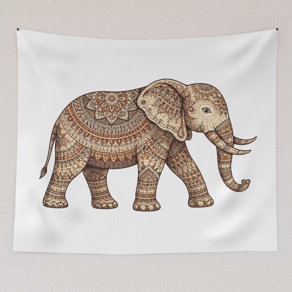 Item preview, Ethnic Tribal Elephant – Traditional Tifa Mandala Ornament Art designed and sold by Gold Turtle  Lina.