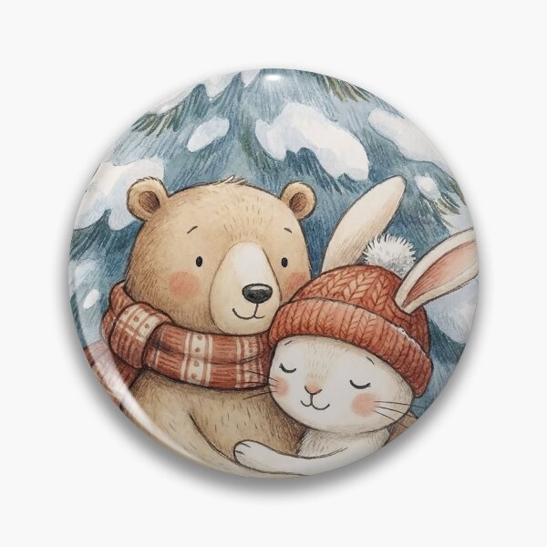 Item preview, Cozy Winter Love: Cute Bear and Bunny Hugging in the Snow designed and sold by griez.