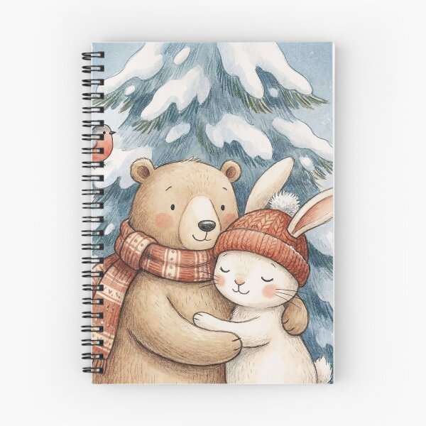 Item preview, Cozy Winter Love: Cute Bear and Bunny Hugging in the Snow designed and sold by griez.