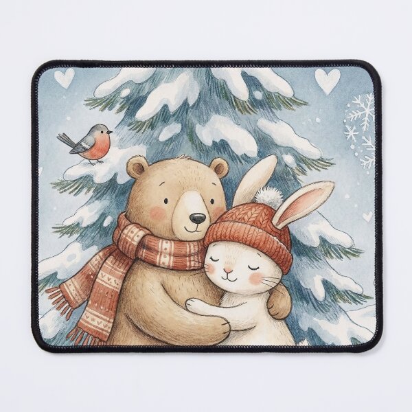 Item preview, Cozy Winter Love: Cute Bear and Bunny Hugging in the Snow designed and sold by griez.
