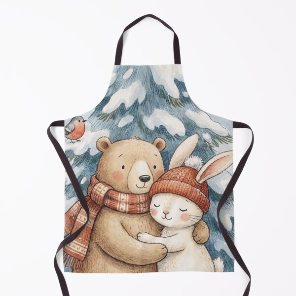 Item preview, Cozy Winter Love: Cute Bear and Bunny Hugging in the Snow designed and sold by griez.