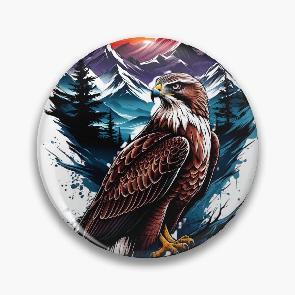 Item preview, Eagles of the Wilderness - Mountain Panorama Sunset Illustration designed and sold by DragonPrint.
