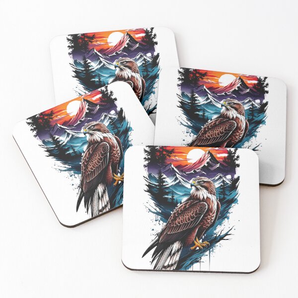 Item preview, Eagles of the Wilderness - Mountain Panorama Sunset Illustration designed and sold by DragonPrint.