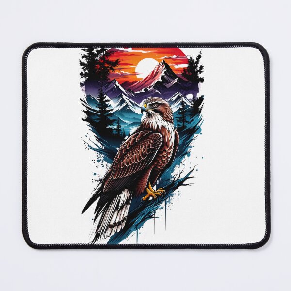 Item preview, Eagles of the Wilderness - Mountain Panorama Sunset Illustration designed and sold by DragonPrint.