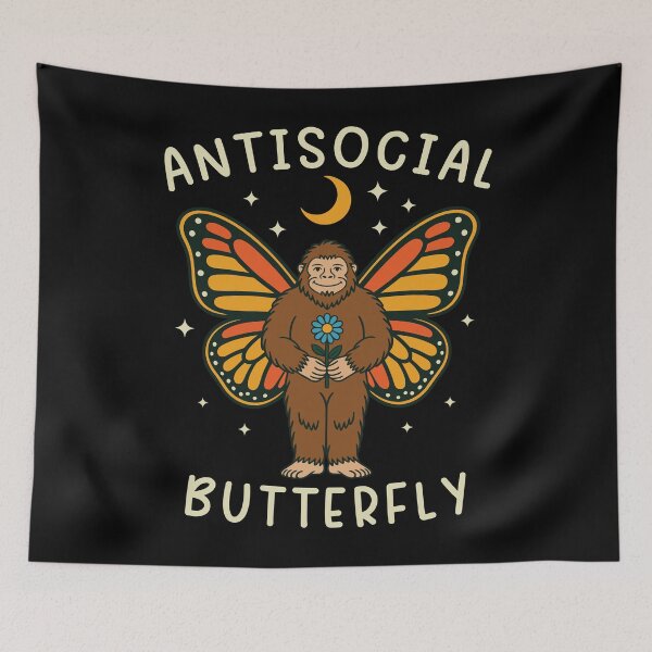 Item preview, Antisocial Butterfly Bigfoot Holding Flower  designed and sold by Eh Plus Designs.