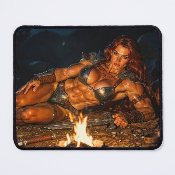 Item preview, Red Sonja by the campfire at night designed and sold by Logoetika.
