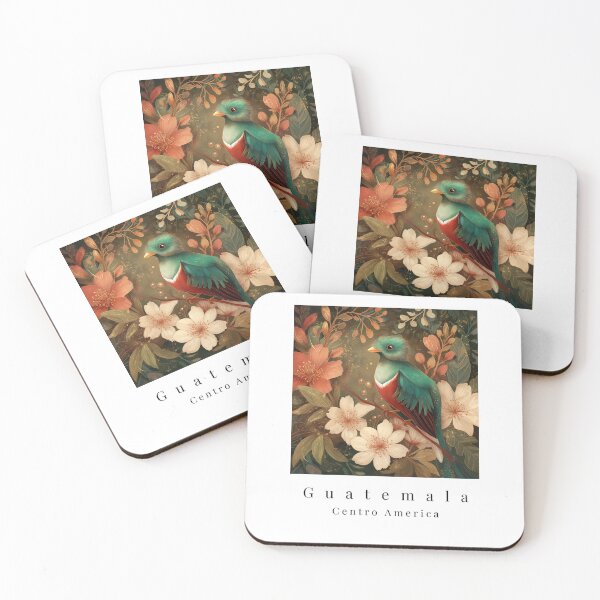 Item preview, Guatemalan Quetzal with Elegant Floral Illustration designed and sold by Cafecito & Cultura.