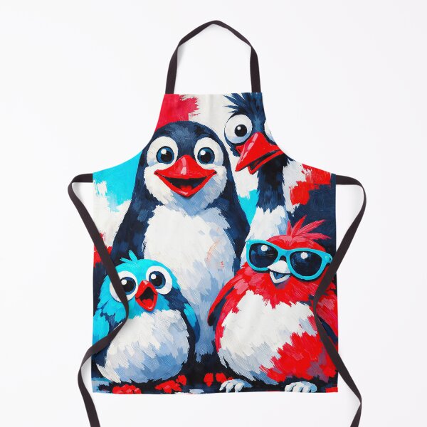 Item preview, Funky Bird Gang - Colorful Pop Art Design - Vibrant Blue Red Cyan Abstract Animal Illustration - Playful Penguin and Friends Artwork designed and sold by Art Lea.