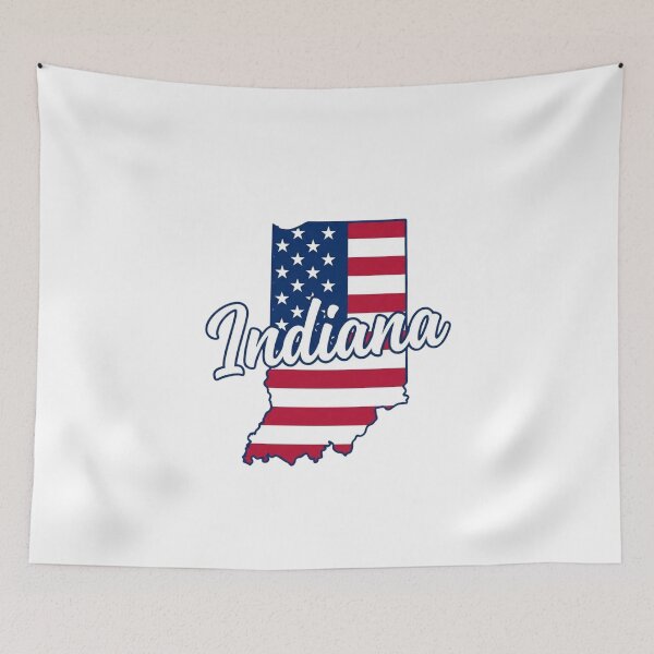 Item preview, Indiana State American Flag Outline – Patriotic  Pride Script designed and sold by Paper Drip.