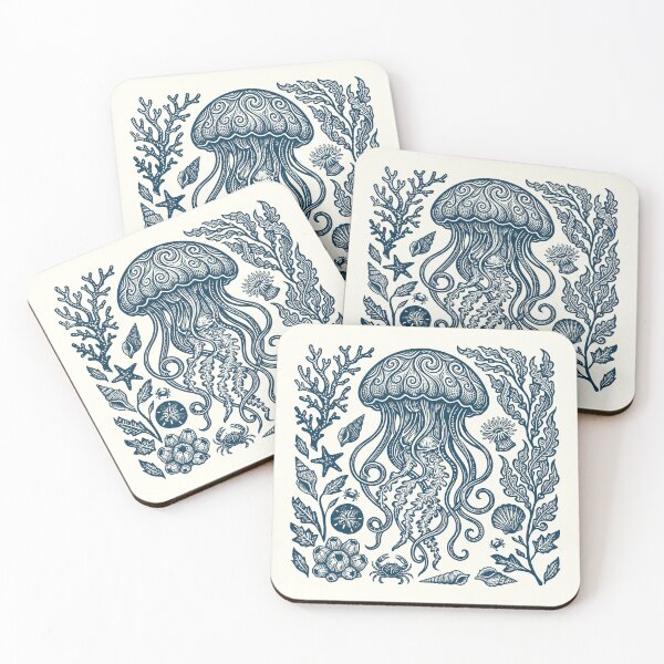 Item preview, Jellyfish Retro Sea Jellies Nautical Oceancore  designed and sold by Y-Vibes.