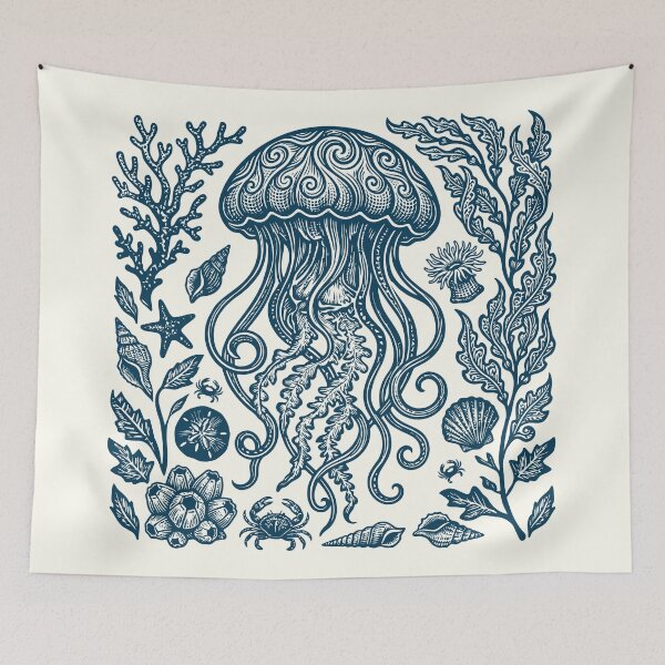 Item preview, Jellyfish Retro Sea Jellies Nautical Oceancore  designed and sold by Y-Vibes.