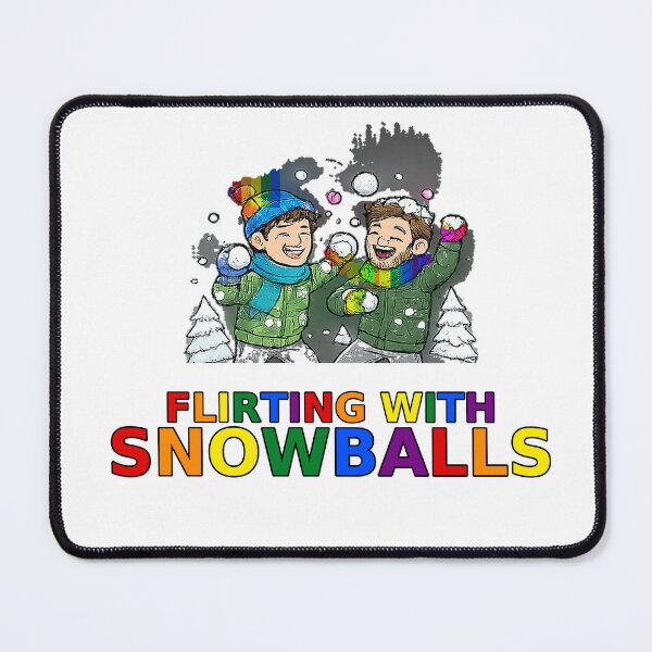 Item preview, Flirting With Snowballs – Gay Couple Winter Snowball Fight (Pride Scarf & Hat) designed and sold by Elando1212.