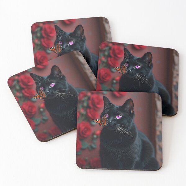 Item preview, Mystic Bloom - Black Cat with Lavender Eyes designed and sold by Cat Design Lab.