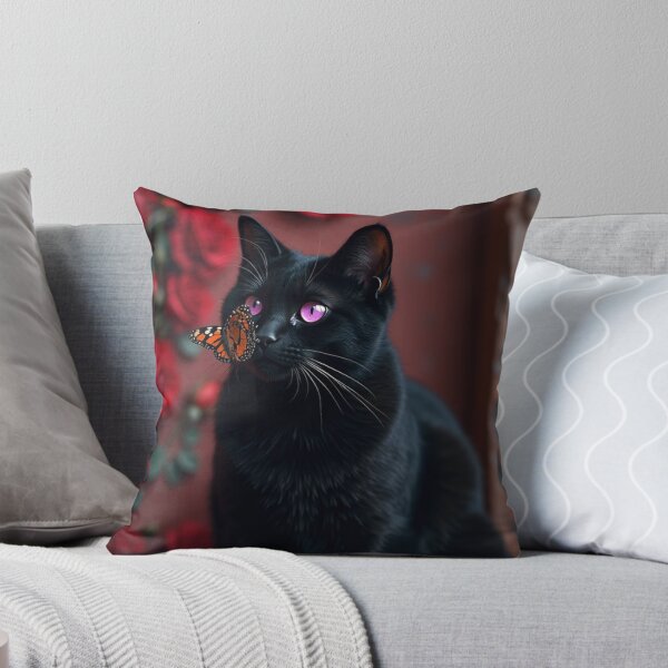 Item preview, Mystic Bloom - Black Cat with Lavender Eyes designed and sold by Cat Design Lab.
