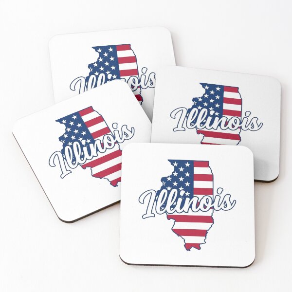 Item preview, Illinois State American Flag Outline – Patriotic Pride Script designed and sold by Paper Drip.