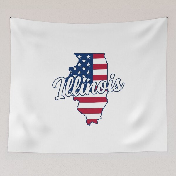 Item preview, Illinois State American Flag Outline – Patriotic Pride Script designed and sold by Paper Drip.