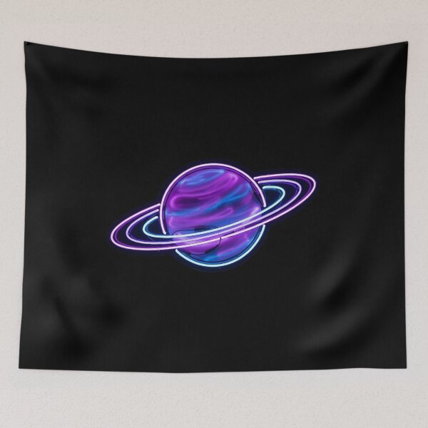 Item preview, Purple Neon Saturn Planet designed and sold by HoruxDesign.