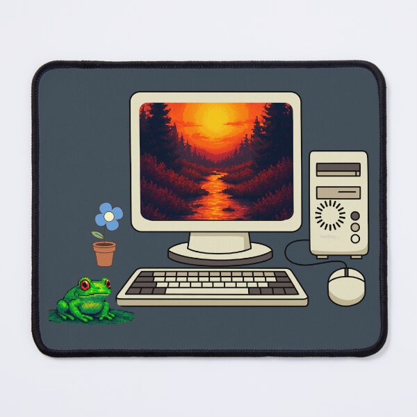 Item preview, Retro Computer Desk Aesthetic Pixel Art Frog designed and sold by HUBKOJ.