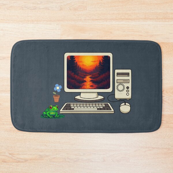 Item preview, Retro Computer Desk Aesthetic Pixel Art Frog designed and sold by HUBKOJ.