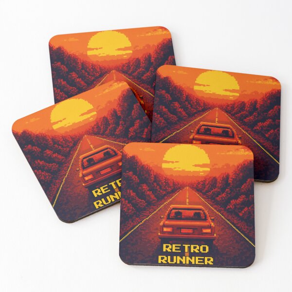 Item preview, Retro Runner Pixel Art Car Sunset designed and sold by HUBKOJ.