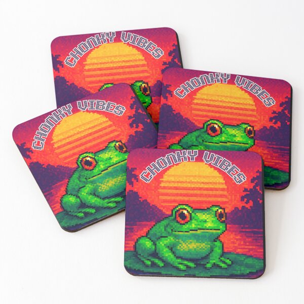 Item preview, Chonky Vibes Frog Pixel Art Retro Sunset designed and sold by HUBKOJ.