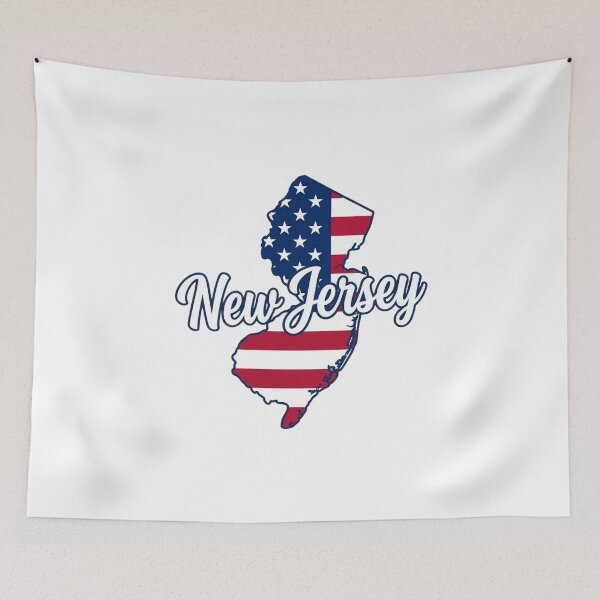 Item preview, New Jersey State American Flag Outline – Patriotic Pride Script designed and sold by Paper Drip.