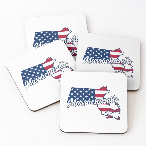 Item preview, Massachusetts State American Flag Outline – Patriotic Pride Script designed and sold by Paper Drip.