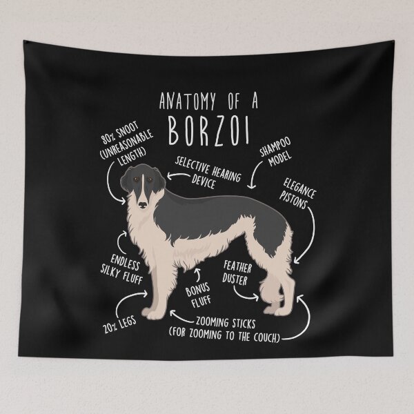 Item preview, Black and White Borzoi Dog Anatomy designed and sold by Clara Hollins.