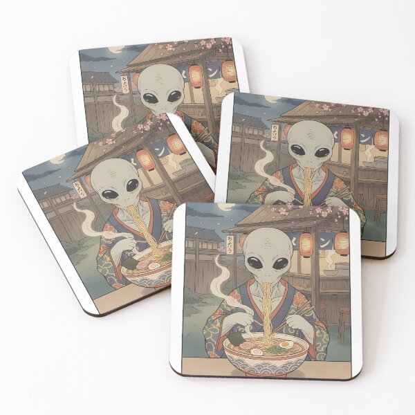 Item preview, Alien Eating Ramen Japanese Street Night designed and sold by k3rstman1.