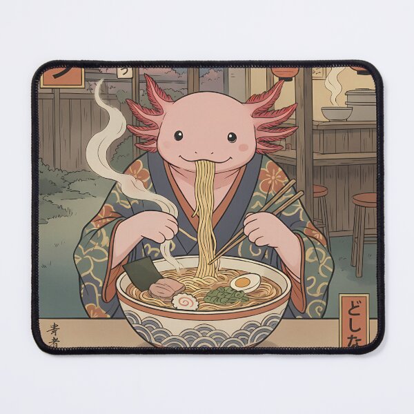Item preview, Cute Axolotl Eating Ramen Japanese Ukiyo-e Style designed and sold by k3rstman1.