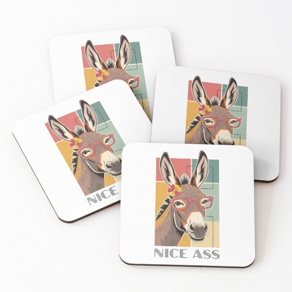 Item preview, Nice Ass Funny Donkey Art – Sassy Animal Pun Illustration with Glasses designed and sold by GiftsCreek.