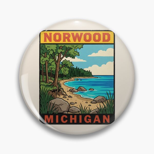Item preview, Norwood Michigan - Vintage Traverse Bay Design designed and sold by TheOldMittenIllustrated.
