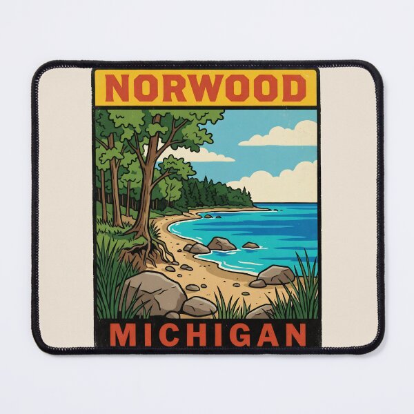 Item preview, Norwood Michigan - Vintage Traverse Bay Design designed and sold by TheOldMittenIllustrated.
