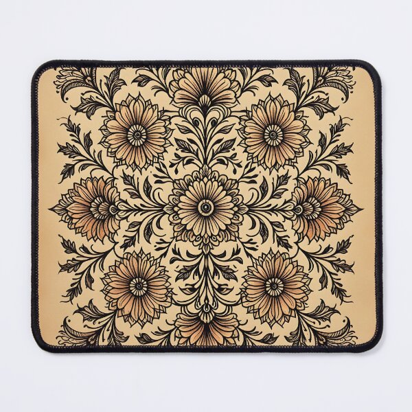 Item preview, Intricate henna pattern on a paper, with flowers and leaves and geometric art designed and sold by Shelley Loewnau-Jones Studio.