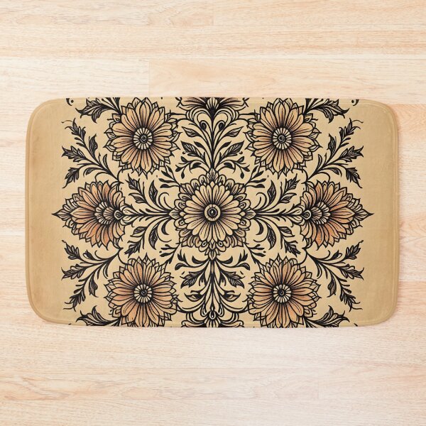 Item preview, Intricate henna pattern on a paper, with flowers and leaves and geometric art designed and sold by Shelley Loewnau-Jones Studio.