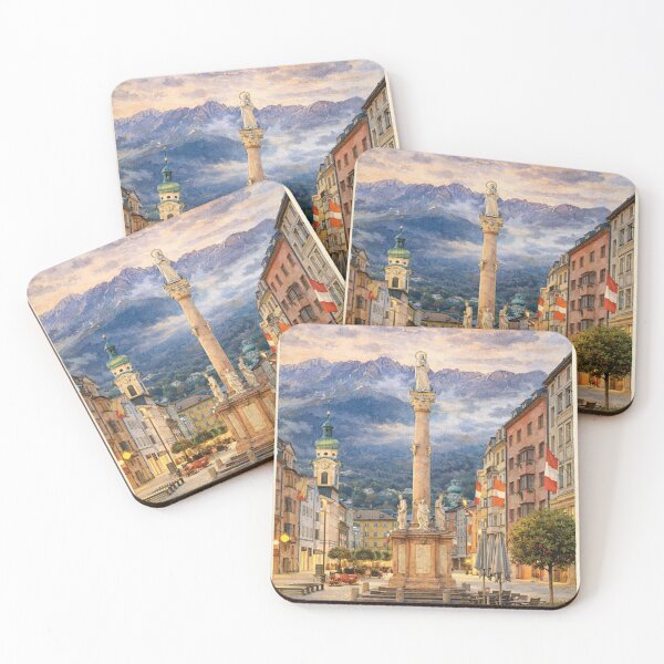 Item preview, Innsbruck Old Town at Sunset – Austria Alps Charm designed and sold by Era-of-Traveler.