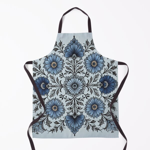 Item preview, Intricate Blue pattern on a paper, with flowers and leaves and geometric art designed and sold by Shelley Loewnau-Jones Studio.