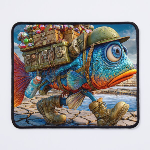 Item preview, Adventurous Fish Carrying Supplies Across Dry Land designed and sold by Artessie.