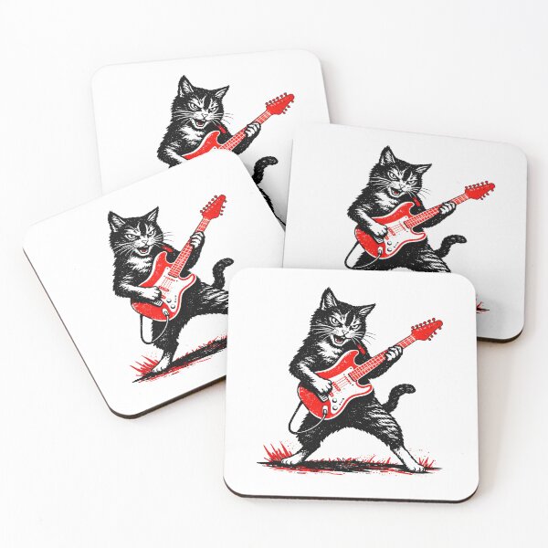 Item preview, Rock Cat Playing Electric Guitar | Funny Rock Music Illustration designed and sold by Senkov.