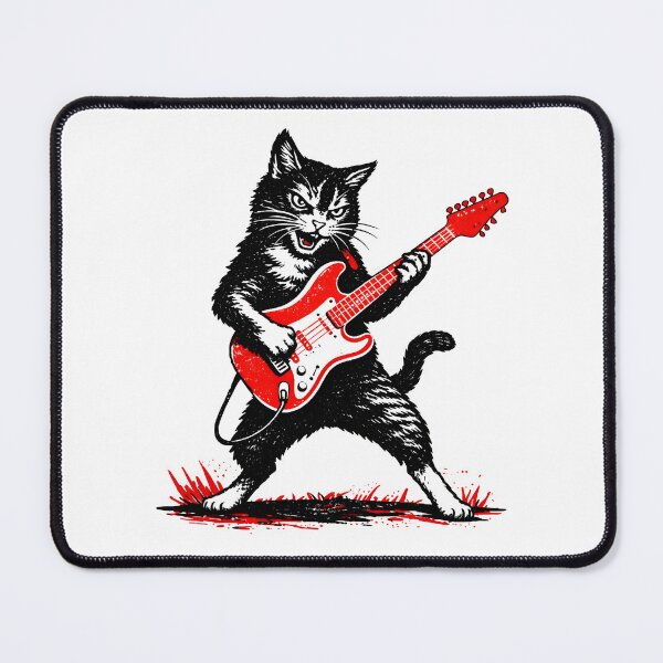 Item preview, Rock Cat Playing Electric Guitar | Funny Rock Music Illustration designed and sold by Senkov.